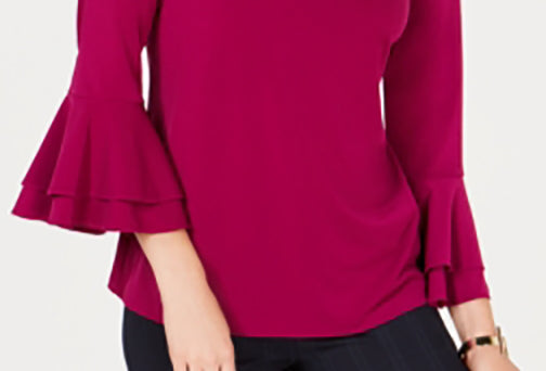 Charter Club Women's Bell-Sleeve Keyhole Top Purple Size X-Small