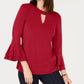 Charter Club Women's Bell-Sleeve Keyhole Top  Medium Red Size Medium