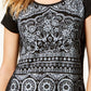 Style & Co Women's Brushstroke-Print Polo Top Black Size Medium