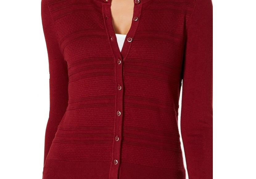 Charter Club Women's Textured Cardigan Wine Size Small