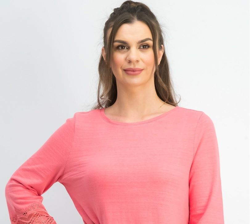 Charter Club Women's Cotton Lace-Trim Top Pink Size Medium