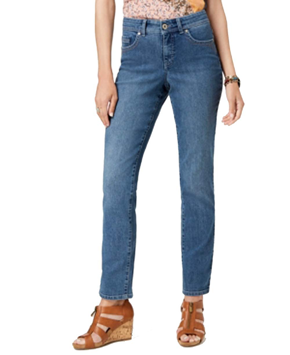 Style & Co Women's Tummy-Control Straight-Leg Jeans Blue Size 4
