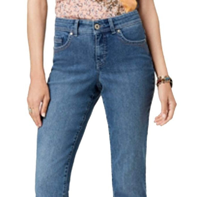 Style & Co Women's Tummy-Control Straight-Leg Jeans  Dark Blue Size 6