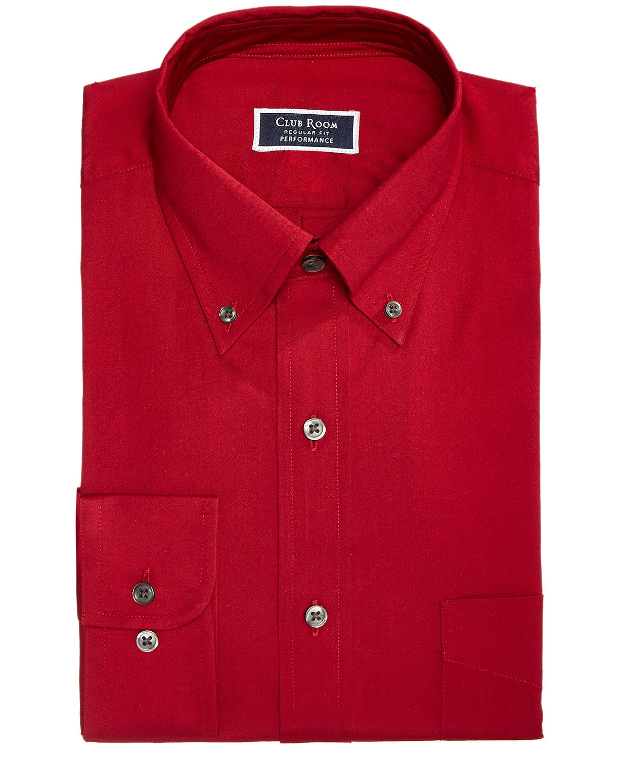 Club Room Men's Classic Fit Stretch Wrinkle-Resistant Solid Pinpoint Dress Shirt Red Size 16-34-35