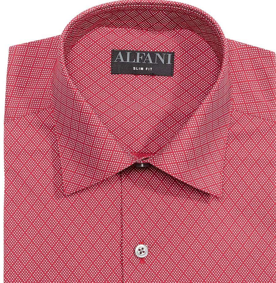 Alfani Men's Slim-Fit Performance Stretch Easy-Care Dress Shirts Red Size 32-33