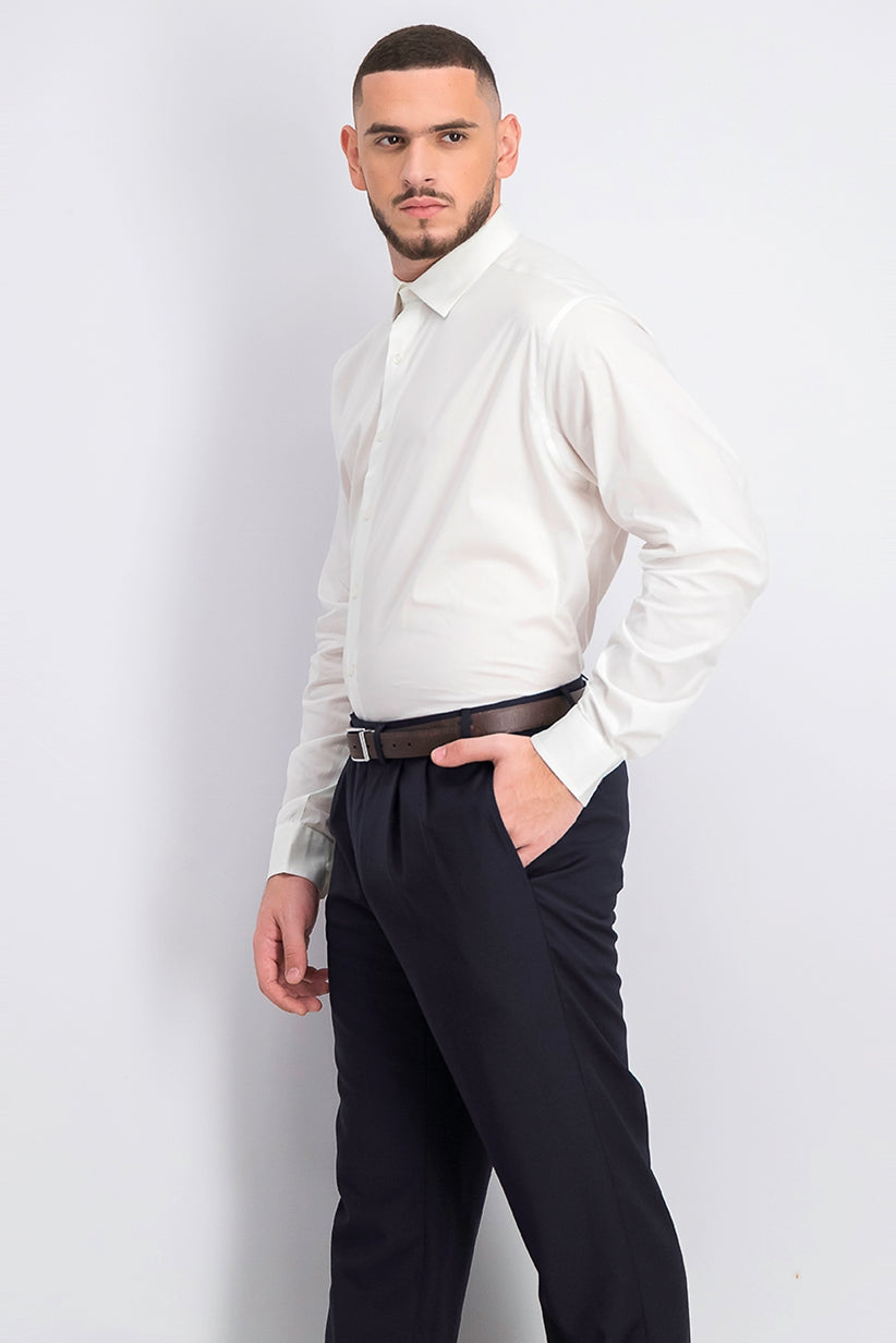 Alfani Men's Big & Tall Solid Dress Shirt White Size 37-38