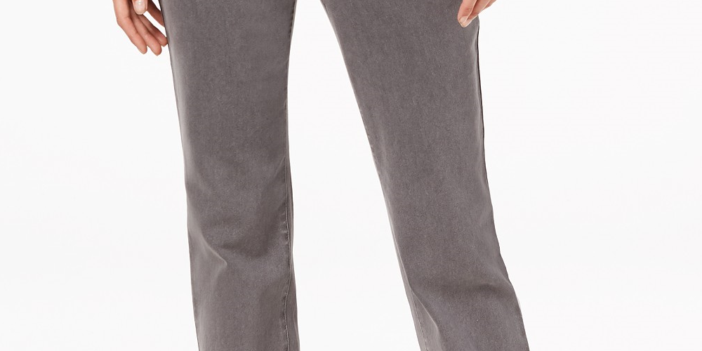 Style & Co Women's Tummy-Control Straight-Leg Fashion Jeans Gray Size 18