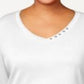 Karen Scott Women's Plus Size Cotton V-Neck Top White Size Extra Large