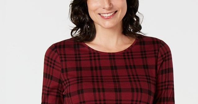 Charter Club Women's Cotton Plaid Top Red Size Extra Small