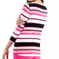 Charter Club Women's Pima Cotton Button-Shoulder Stripe Top  Pink Size Small