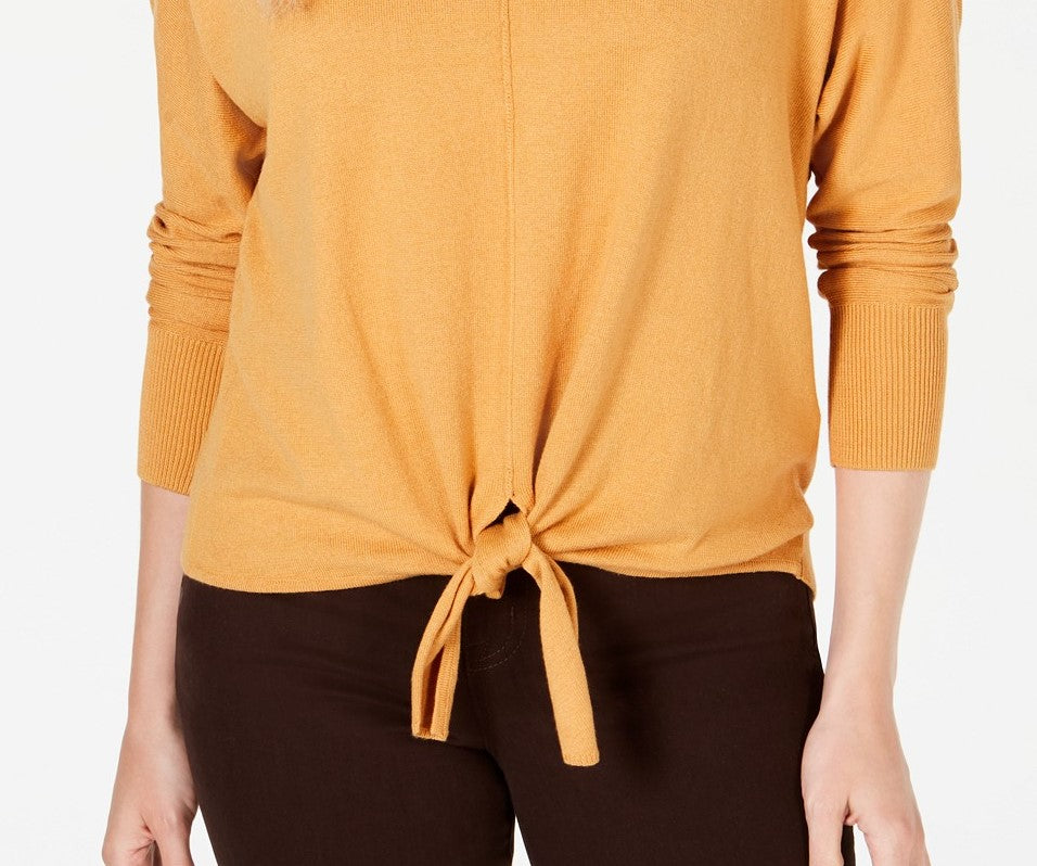 Style & Co Women's Tie-Front Sweater Gold Size Medium