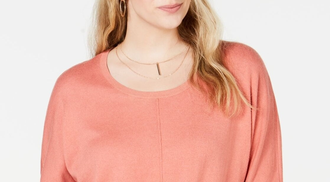Style & Co Women's Tie-Front Sweater Copper Rose Size Petite Large