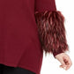 Alfani Women's Plus Size Faux-Fur-Cuff Mock-Neck Tunic Sweater Wine Size 2X