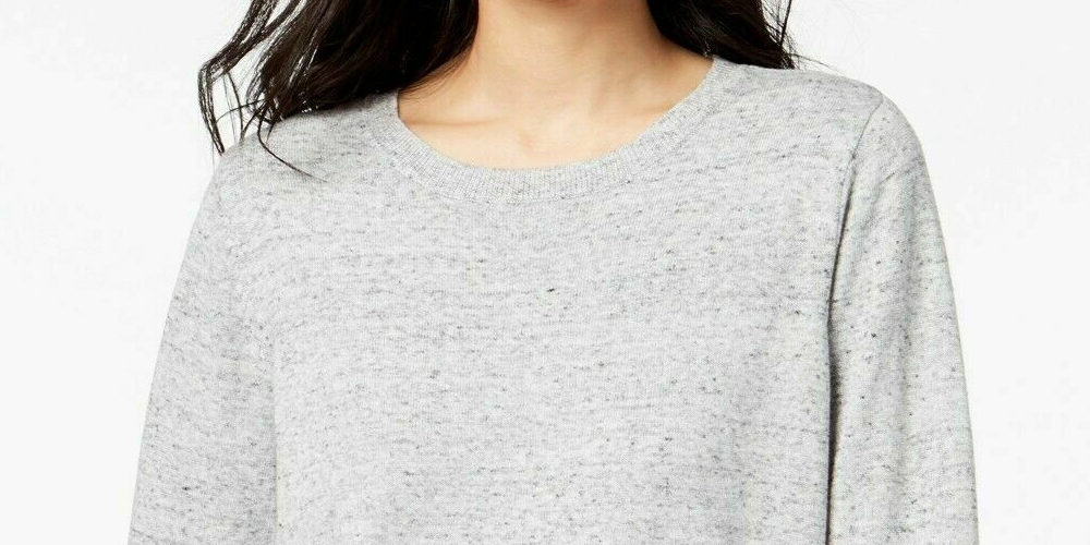 Maison Jules Women's Cotton Crew-Neck Sweater Beige Size Large