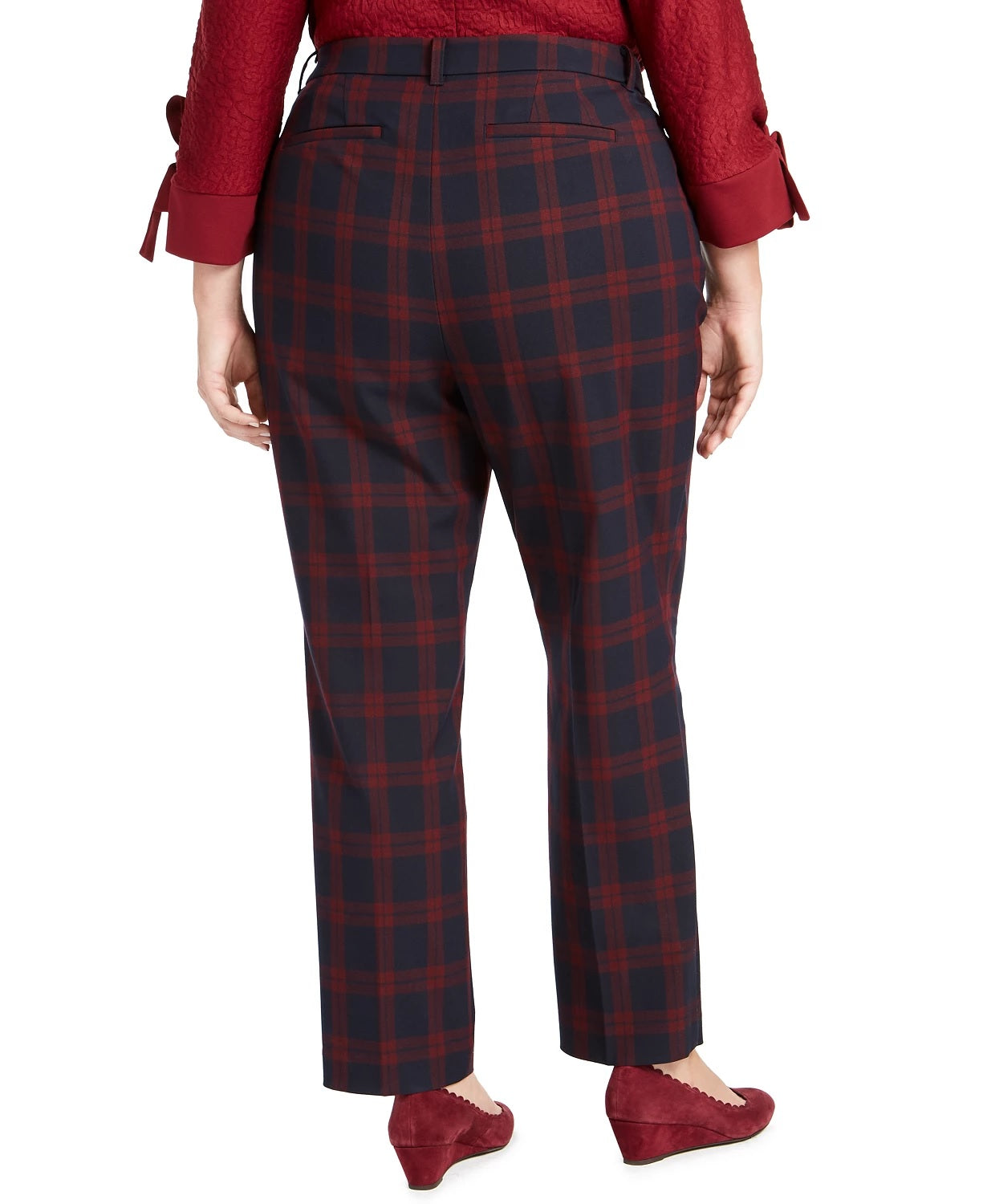 Charter Club Women's Plaid Slim Leg Pants Blue Size 26W