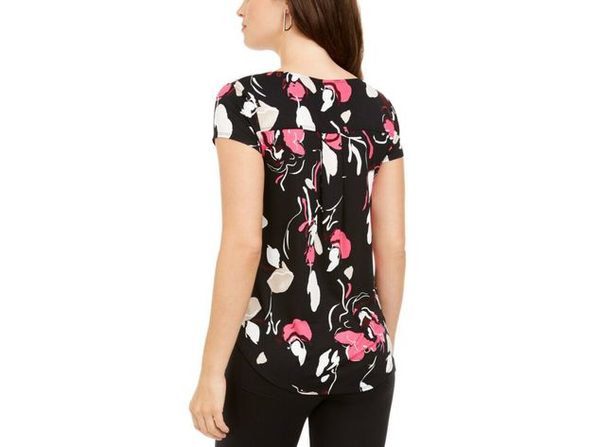 Alfani Women's Printed T-Shirt Wine Size Extra Small