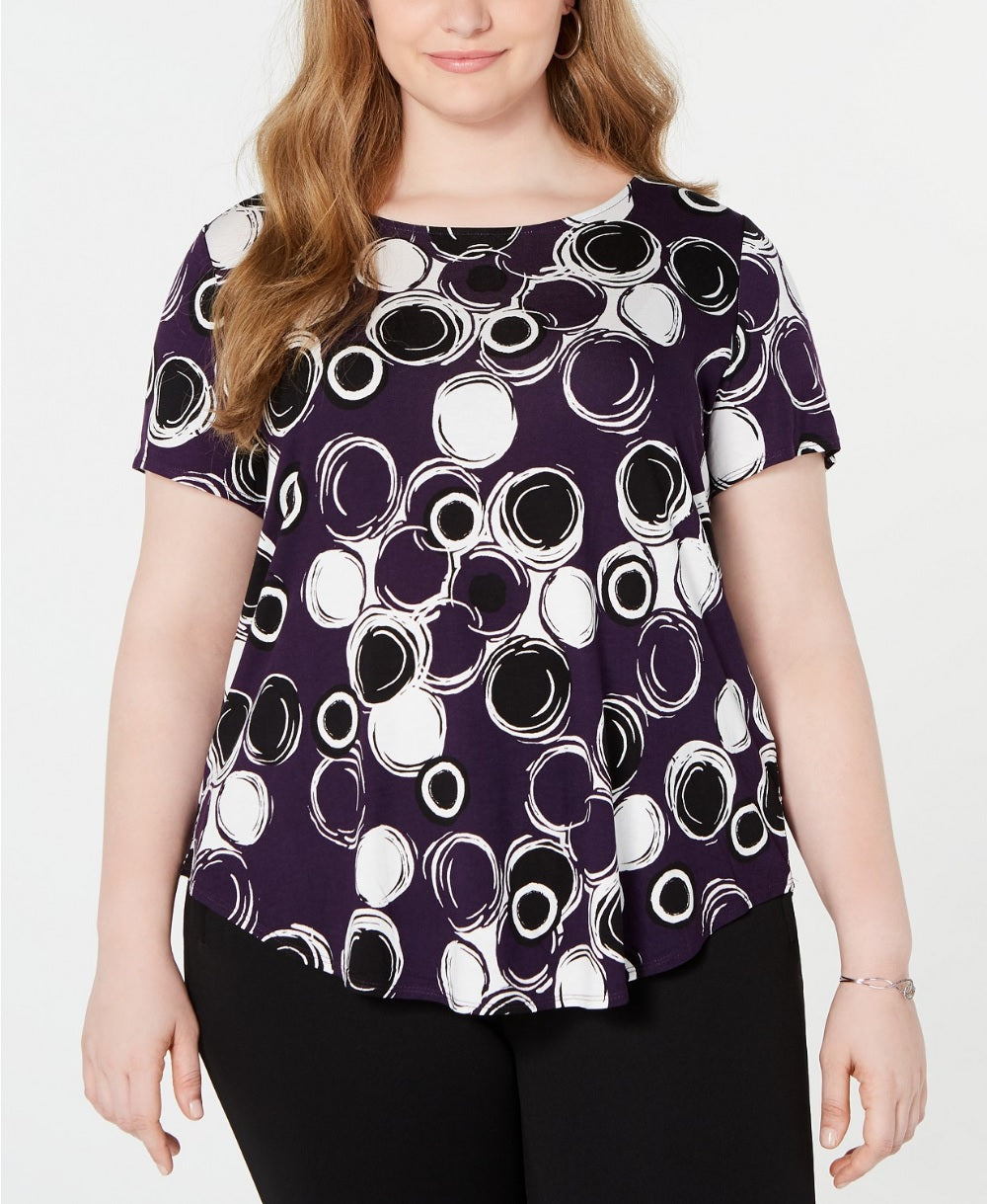 Alfani Women's Printed T-Shirt Fig Lapsed Ring Size Small