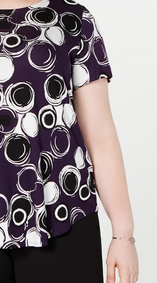 Alfani Women's Printed T-Shirt Fig Lapsed Ring Size Small