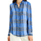 Style & Co Women's Sparkle Plaid Shirt Blue Size Medium