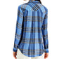 Style & Co Women's Sparkle Plaid Shirt Blue Size Medium