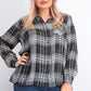 Style & Co Women's Sparkle Plaid Shirt Black Size Extra Small