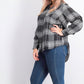 Style & Co Women's Sparkle Plaid Shirt Black Size Extra Small