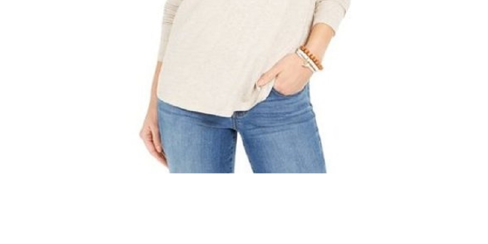 Style & Co Women's Long-Sleeve Crewneck Top Beige Size 2XL