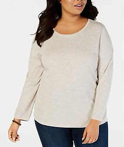 Style & Co Women's Long-Sleeve Crewneck Top  Brown Size Medium