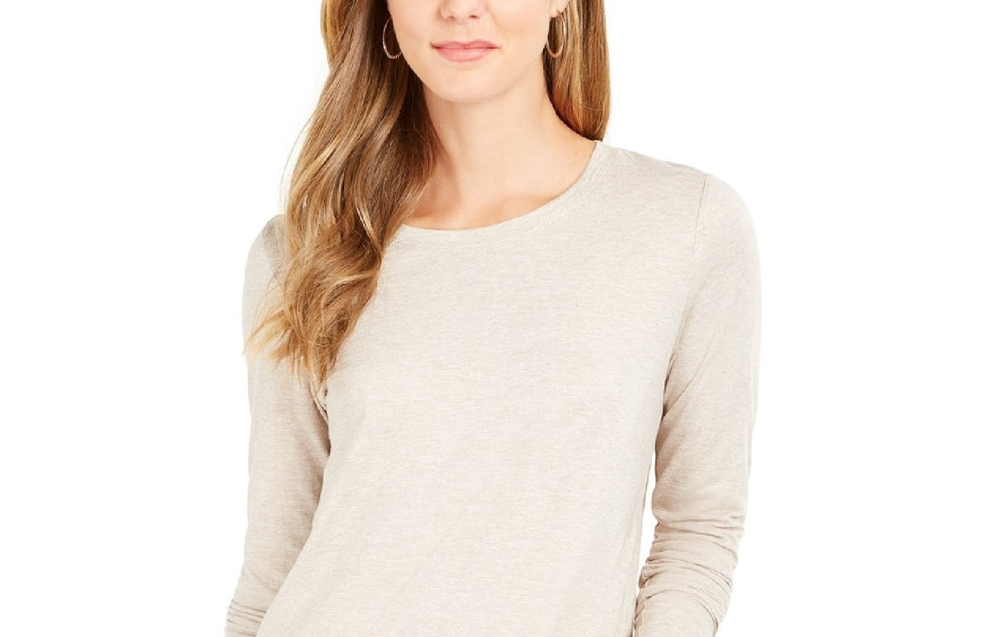 Style & Co Women's Long-Sleeve Crewneck Top Brown Size X-Small