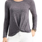 Style & Co Women's Long-Sleeve Crewneck Top Charcoal Size Large