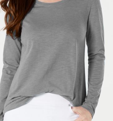 Style & Co Women's Long-Sleeve Crewneck Top Charcoal Size X-Large