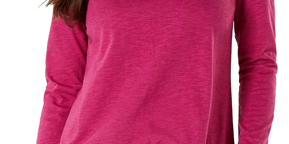 स्टाइल एंड को वीमेन लॉन्ग-स्लीव क्रूनेक टॉप मीडियम पिंक साइज़ मीडियम