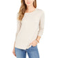 Style & Co Women's Long-Sleeve Crewneck Top Lt Beige Size Small