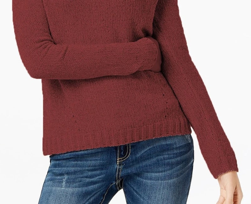 INC International Concepts Women's Chenille Cowl-Neck Sweater Red Size Extra Small