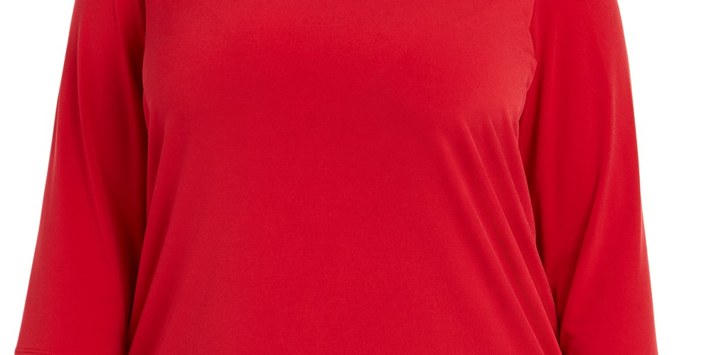 JM Collection Women's Plus Size Diamonte-Trim Cold-Shoulder Tunic Red Size 1X