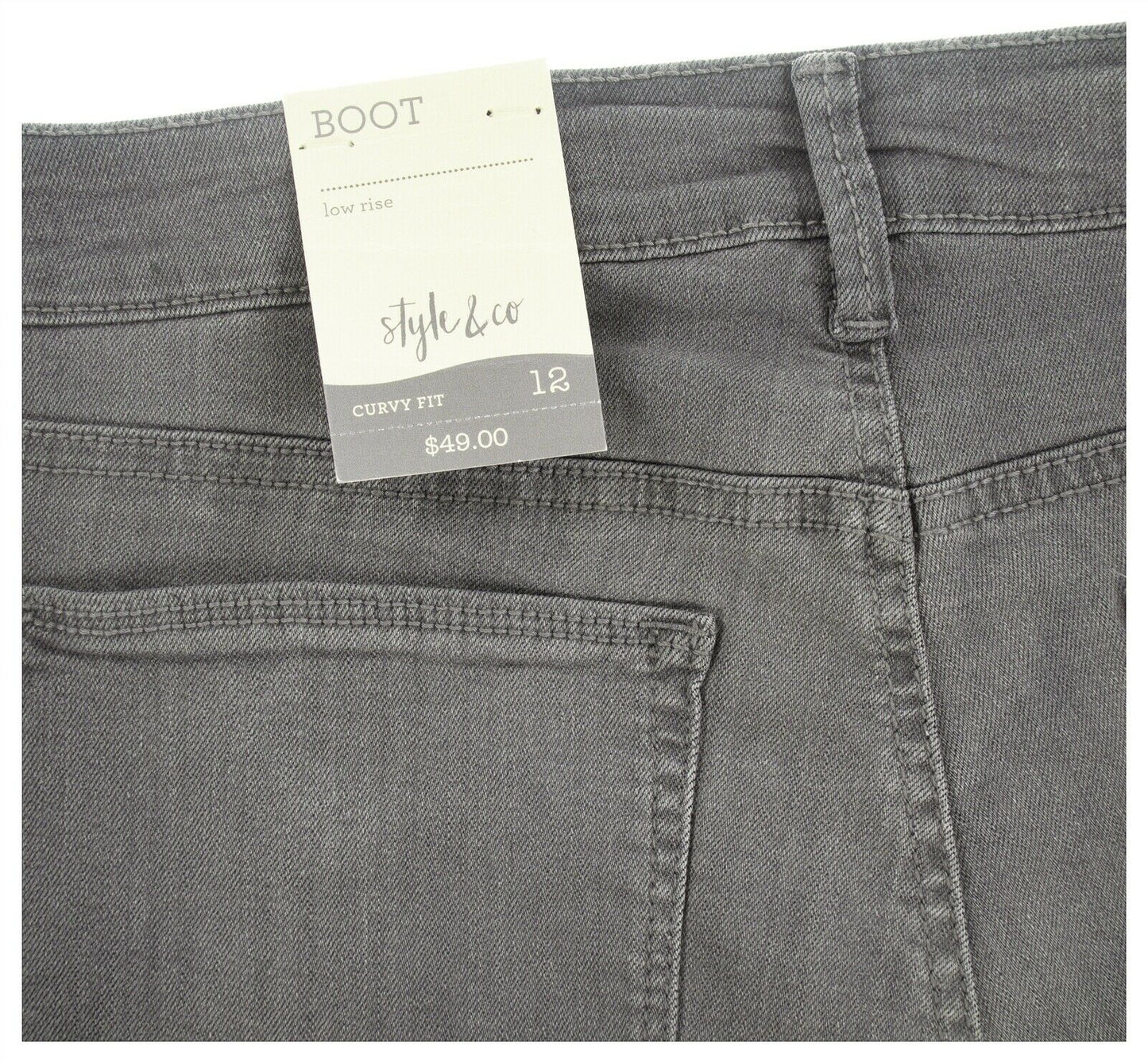Style & Co Women's Curvy-Fit Bootcut Jeans Gray Size 12