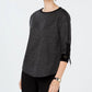 Charter Club Women's Cotton Velvet Trim Lace Up Top Black Size X-Small