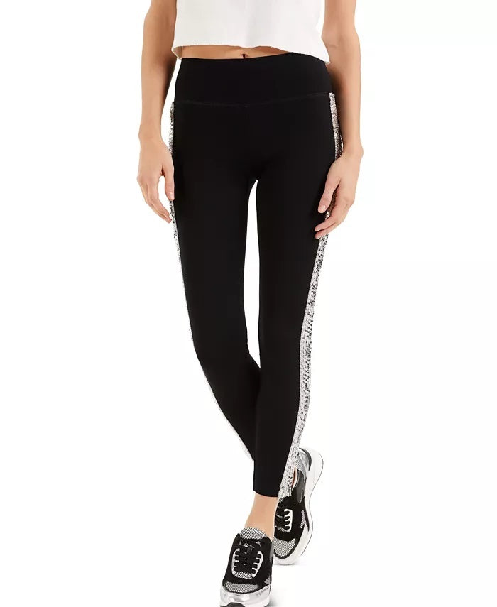INC International Concepts Women's Petite Sequin-Trim Pull-On Ponte Pants Black Size 2