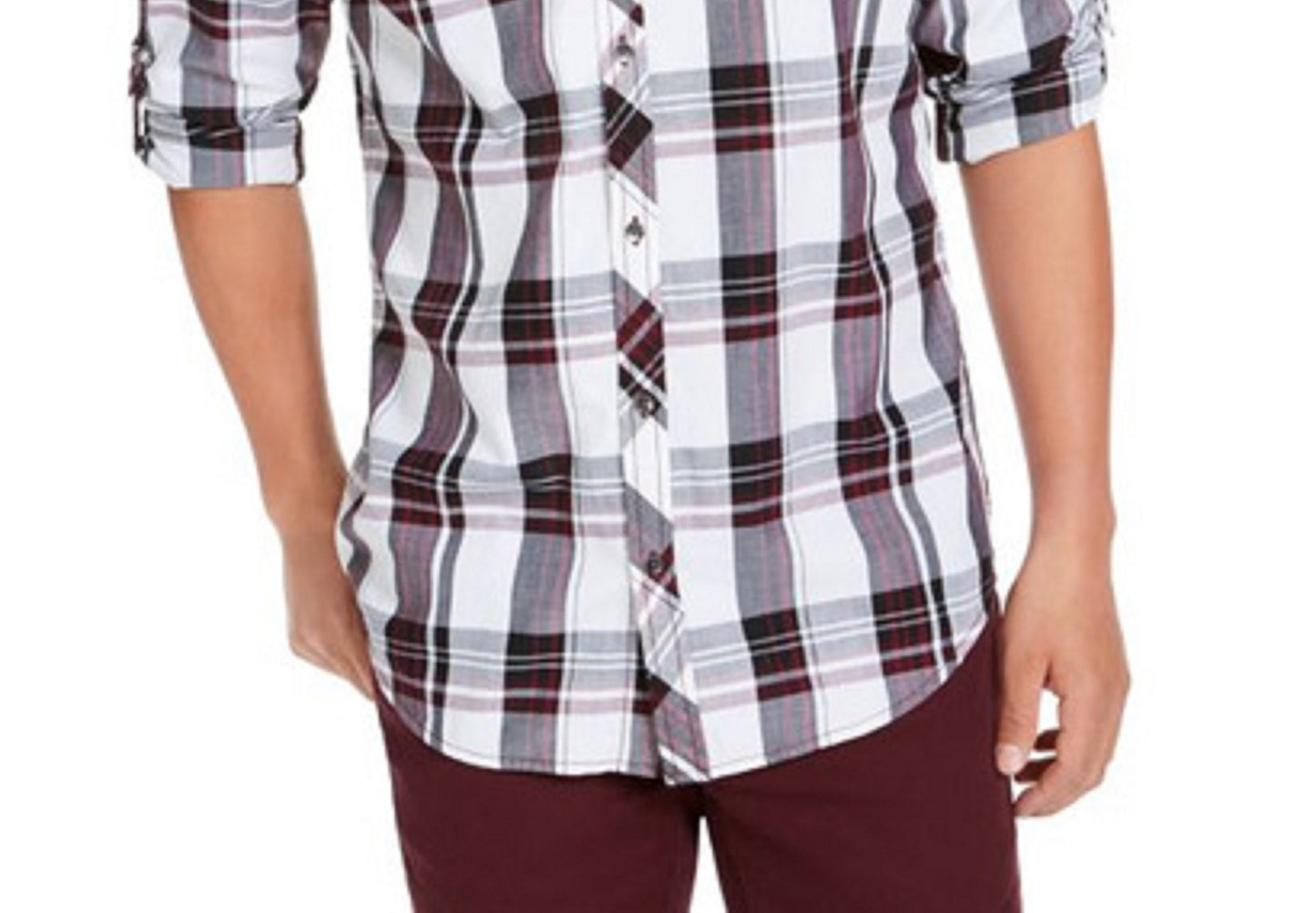 INC International Concepts Men's Marc Plaid Shirt Red Size Small