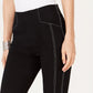 INC International Concepts Women's Contrast-Stitch Straight-Leg Pants Deep Black Size 2