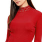 INC International Concepts Women's Embellished Ribbed-Knit Turtleneck  Red Size Large