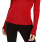 INC International Concepts Women's Embellished Ribbed-Knit Turtleneck  Red Size Large