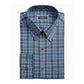 Club Room Men's Classic/Regular Fit Stretch Blackwatch Tartan Dress Shirt Blue Size 32-33