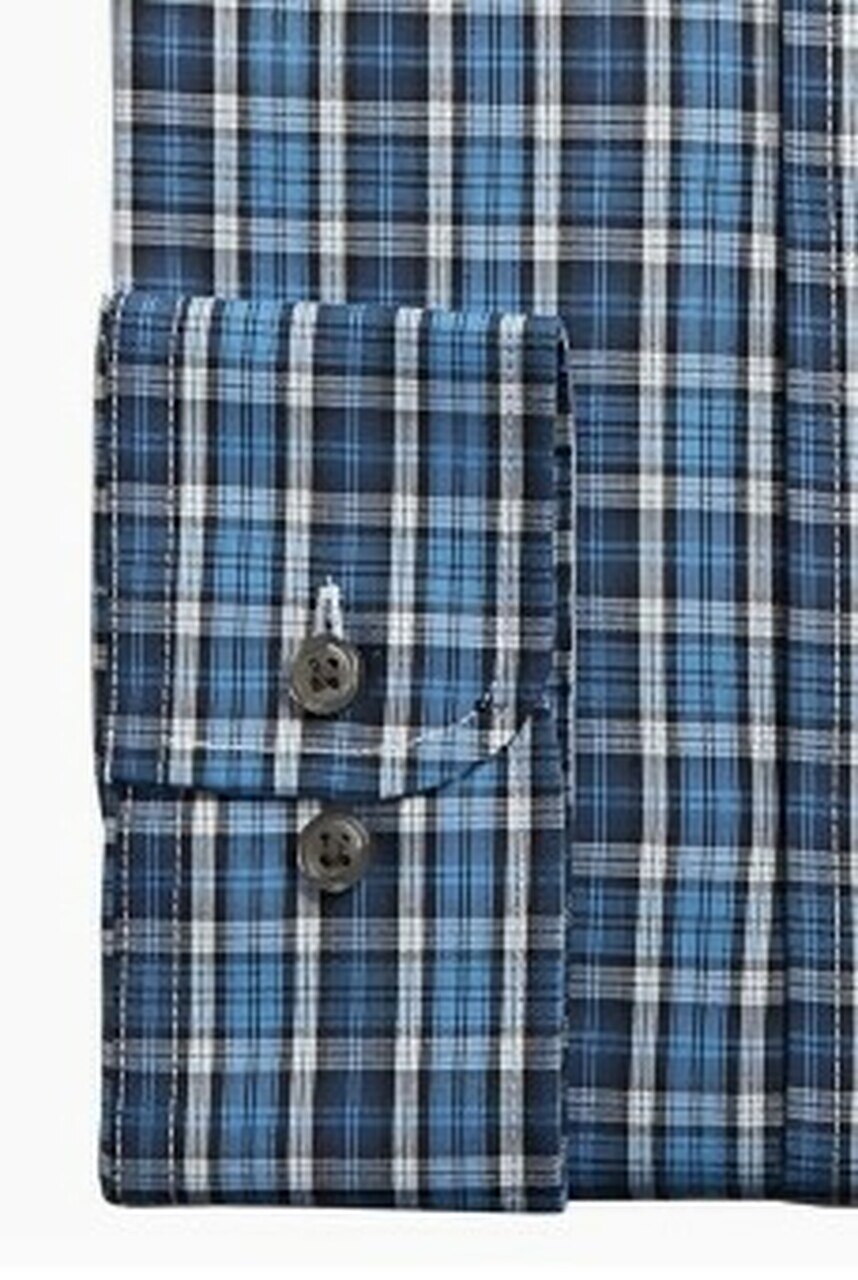Club Room Men's Classic/Regular Fit Stretch Blackwatch Tartan Dress Shirt Blue Size 32-33