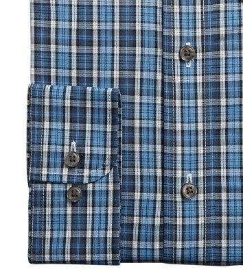 Club Room Men's Classic/Regular Fit Stretch Blackwatch Tartan Dress Shirt Navy Size 36-37