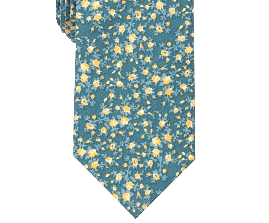 Bar III  Men's Watercolor Floral Print Skinny Tie  Navy Size Regular