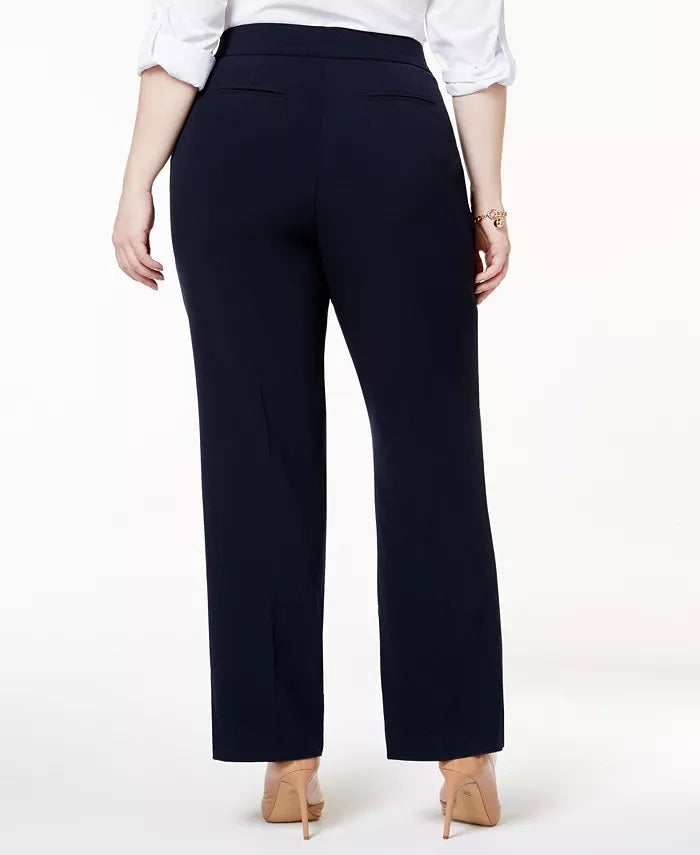 JM Collection Women's Petite Curvy-Fit Straight-Leg Pants Black Size 20WP