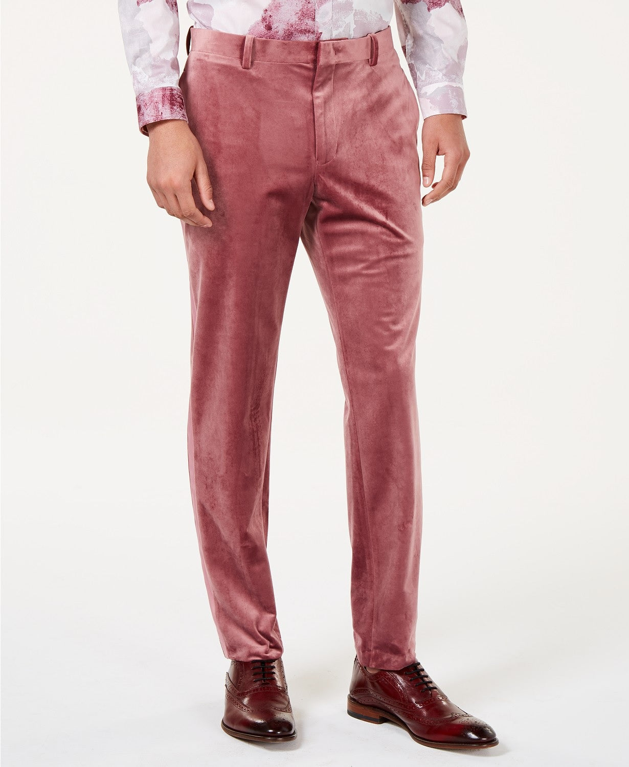 INC International Concepts Men's Slim-Fit Velvet Pants Red Size 38X32