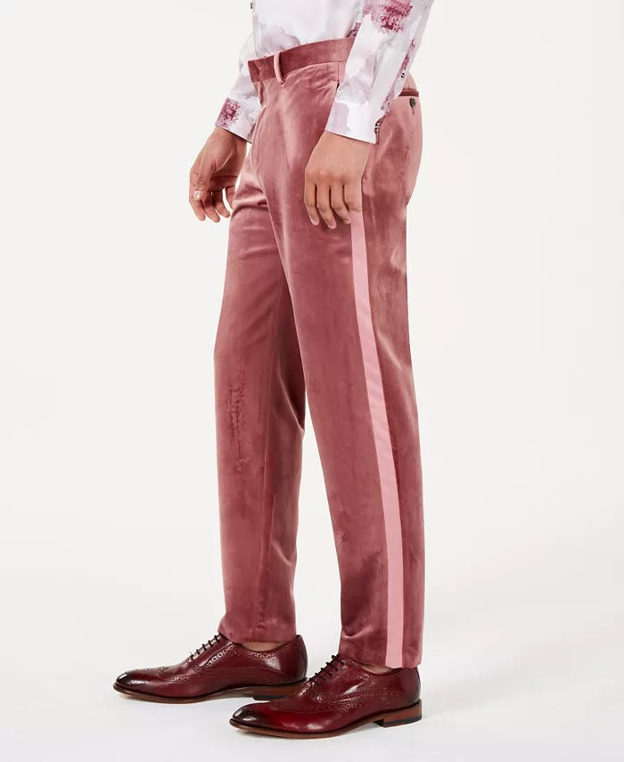 INC International Concepts Men's Slim-Fit Velvet Pants Red Size 38X32