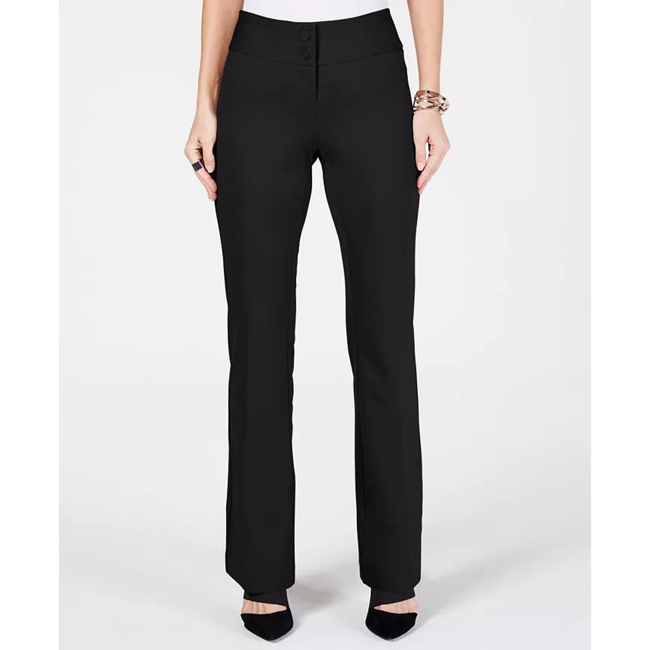 Alfani Women's Snap Waist Trousers Black Size 4 P